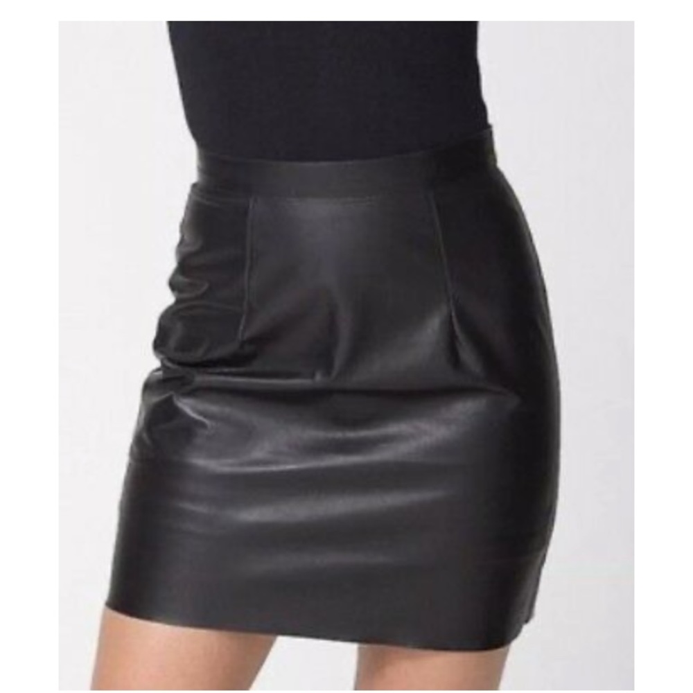American Apparel Black Lambskin Mini Skirt